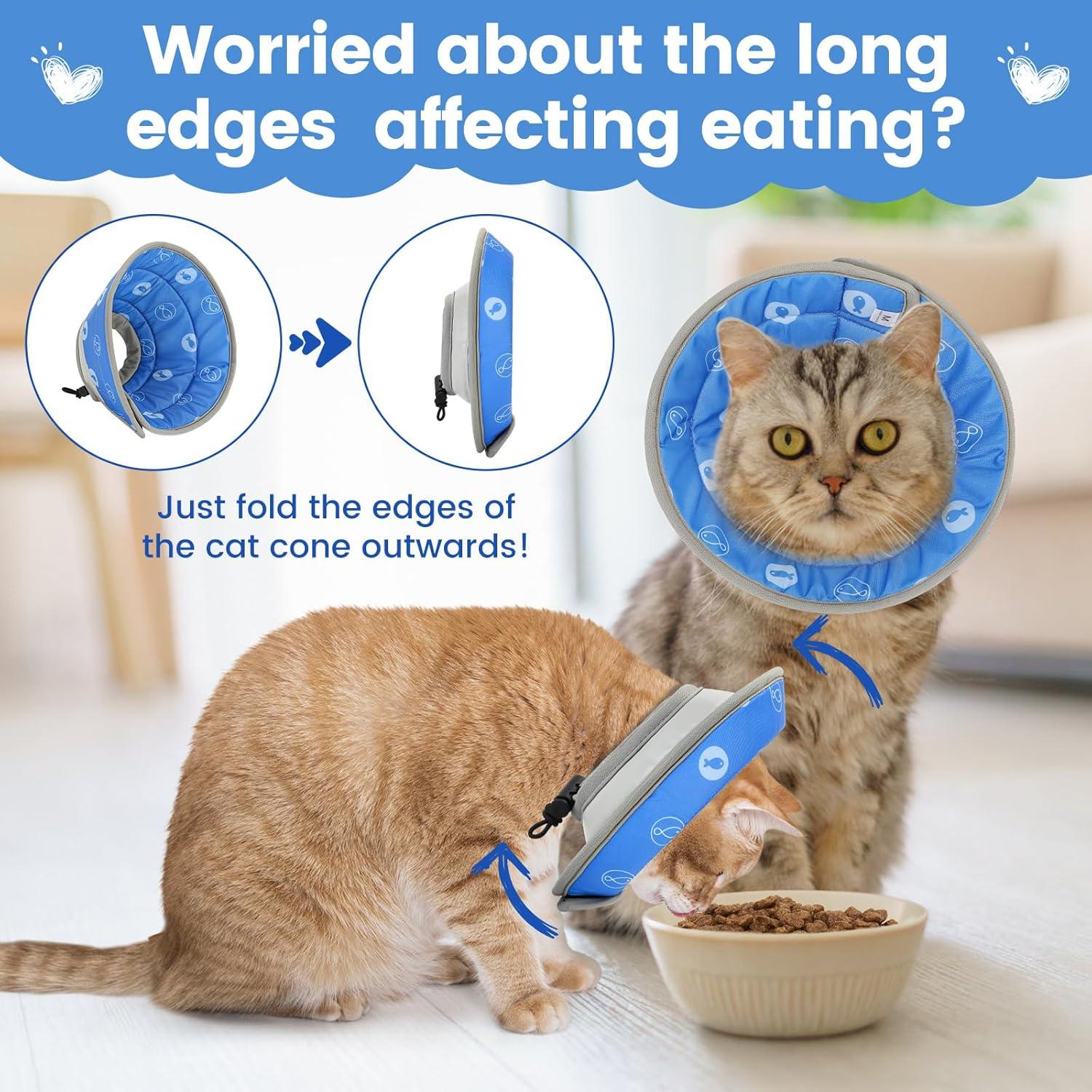 Happy Hachi Halskrause Katze Blau S, Wasserdicht Verstellbar Nach OP, Schutzkragen Katzenweiches Material