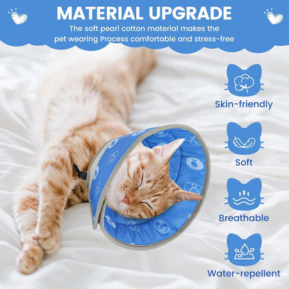 Katzen Halskrause Wasserdicht Weich Verhindert Lecken von Wunden Blau S