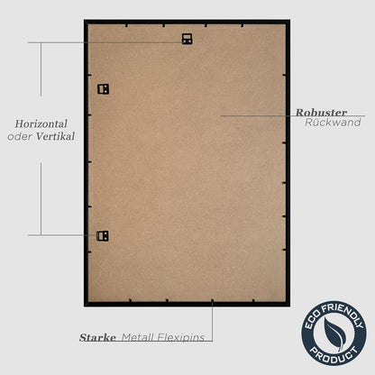 Bilderrahmen 50x70cm Schwarz Holz 3er Set MDF Wandrahmen