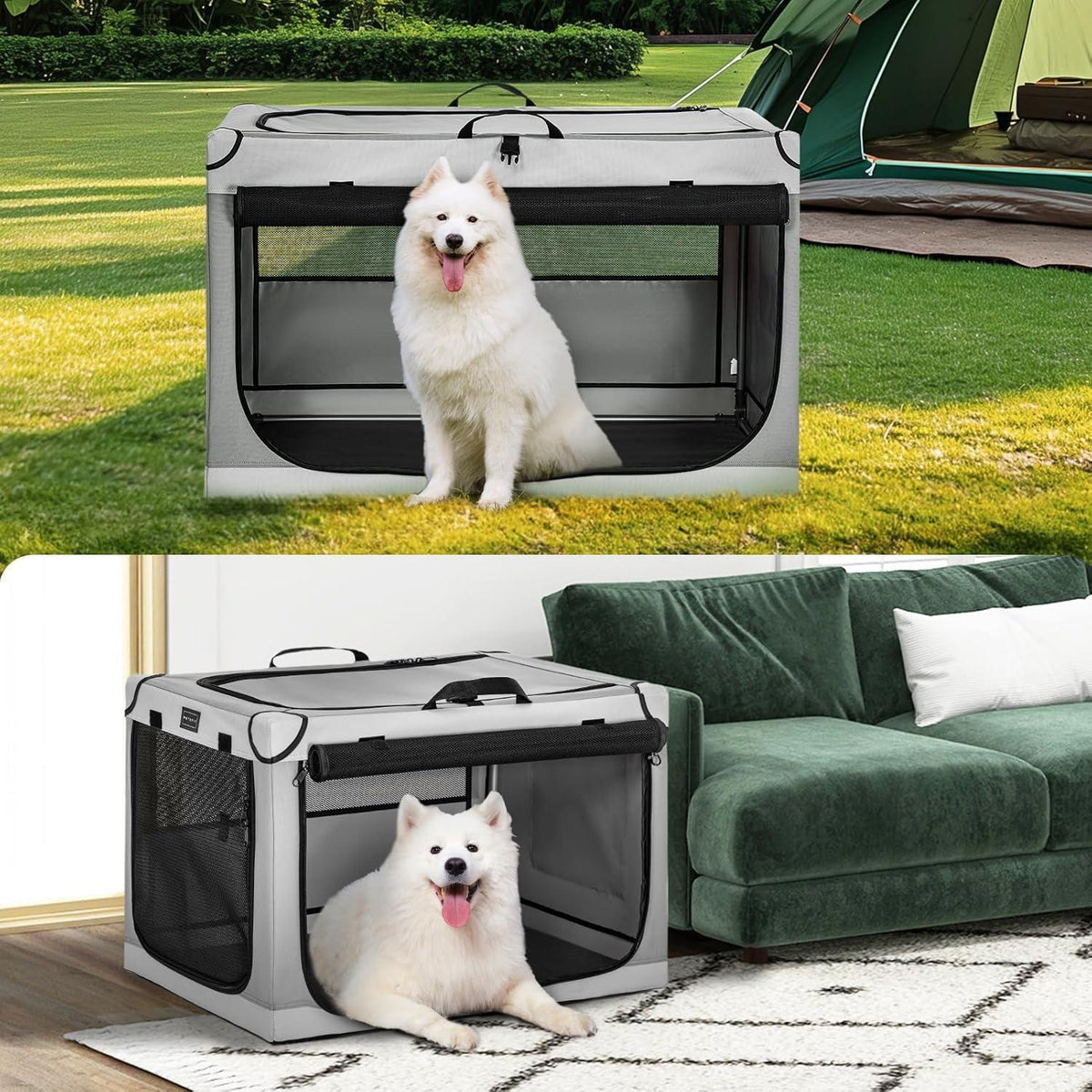 Faltbare Hundebox für Zuhause & Auto – Komfortabler Schlafplatz L