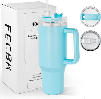 Isolierter Thermo-Trinkbecher mit Strohhalm und Griff 1,2L