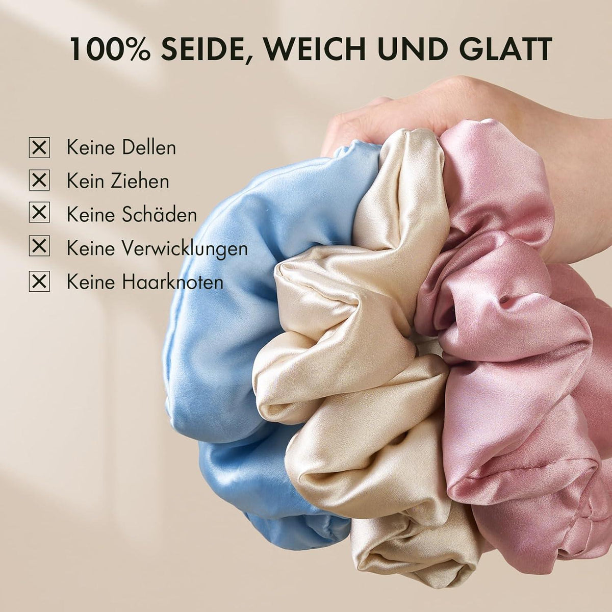 Seiden Haargummi Damen 100% Maulbeerseide XL Haarschleife Eisblau