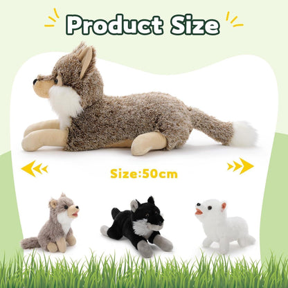 XXL Plüsch Wolf mit 3 Babys – Kuscheltier 50cm für Kinder