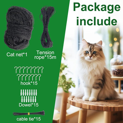 Katzennetz für Balkon Schwarz 8x3m Katzenschutznetz mit Zubehör