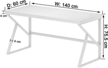 Weißer Schreibtisch 140x60x75.5cm, Modernes Holz