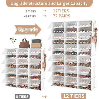 Vicye Schuhregal 12 Ebenen Schrank Hoch 72 Paar Schuhe