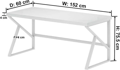 Schreibtisch PC Tisch Bürotisch Weiß Holz Modern 152x60cm