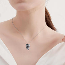 Engel Flügel Urne Halskette für Damen 925 Silber Schwarz