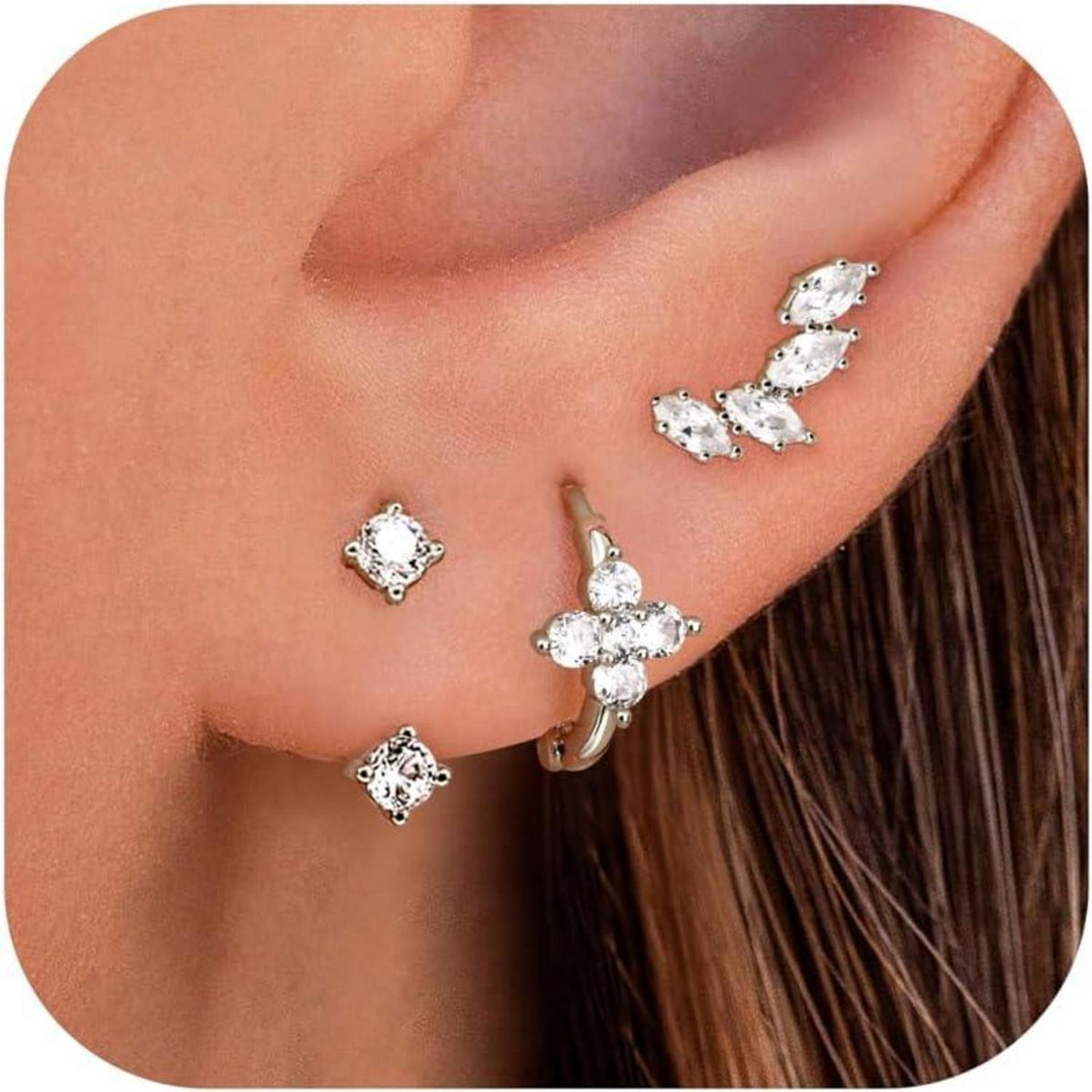Ohrringe Silber 925 Set Zirkonia Schmetterling Piercings G:StyleG
