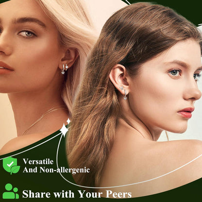 3er Set Damen Ohrringe Silber 925 Creolen Ohrstecker Gold Zirkonia Hypoallergen