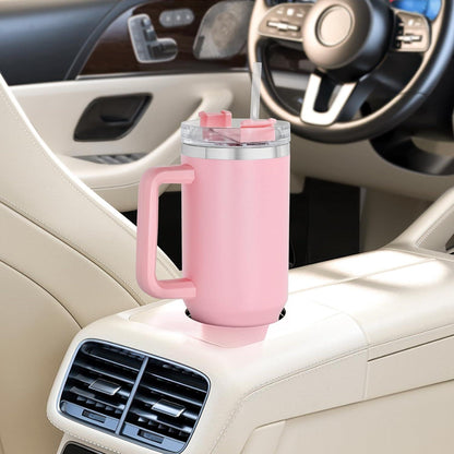 Isolierbecher 1,2L mit Strohhalm und Griff, Auslaufsicher Edelstahl