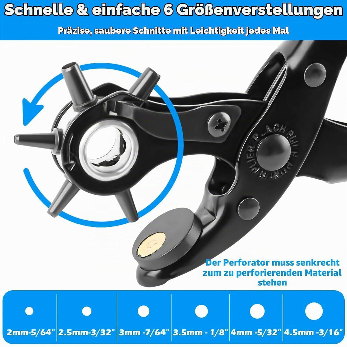 Leder Lochzange mit 6-fach Locher & Zubehör