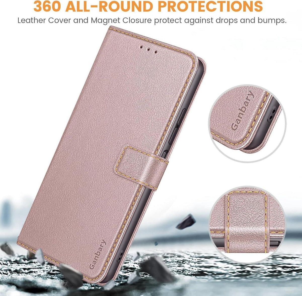 Leder Handyhülle Xiaomi Redmi 13 4G Poco M6 4G Roségold