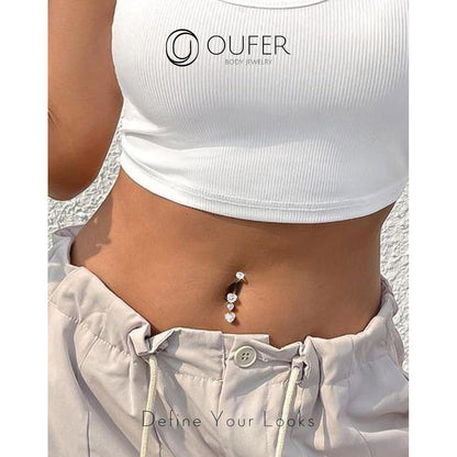 Bauchnabelpiercing Titan Herz Anhänger 14G 10-16mm