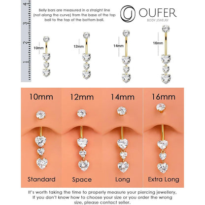Bauchnabelpiercing Titan Herz Anhänger 14G 10-16mm