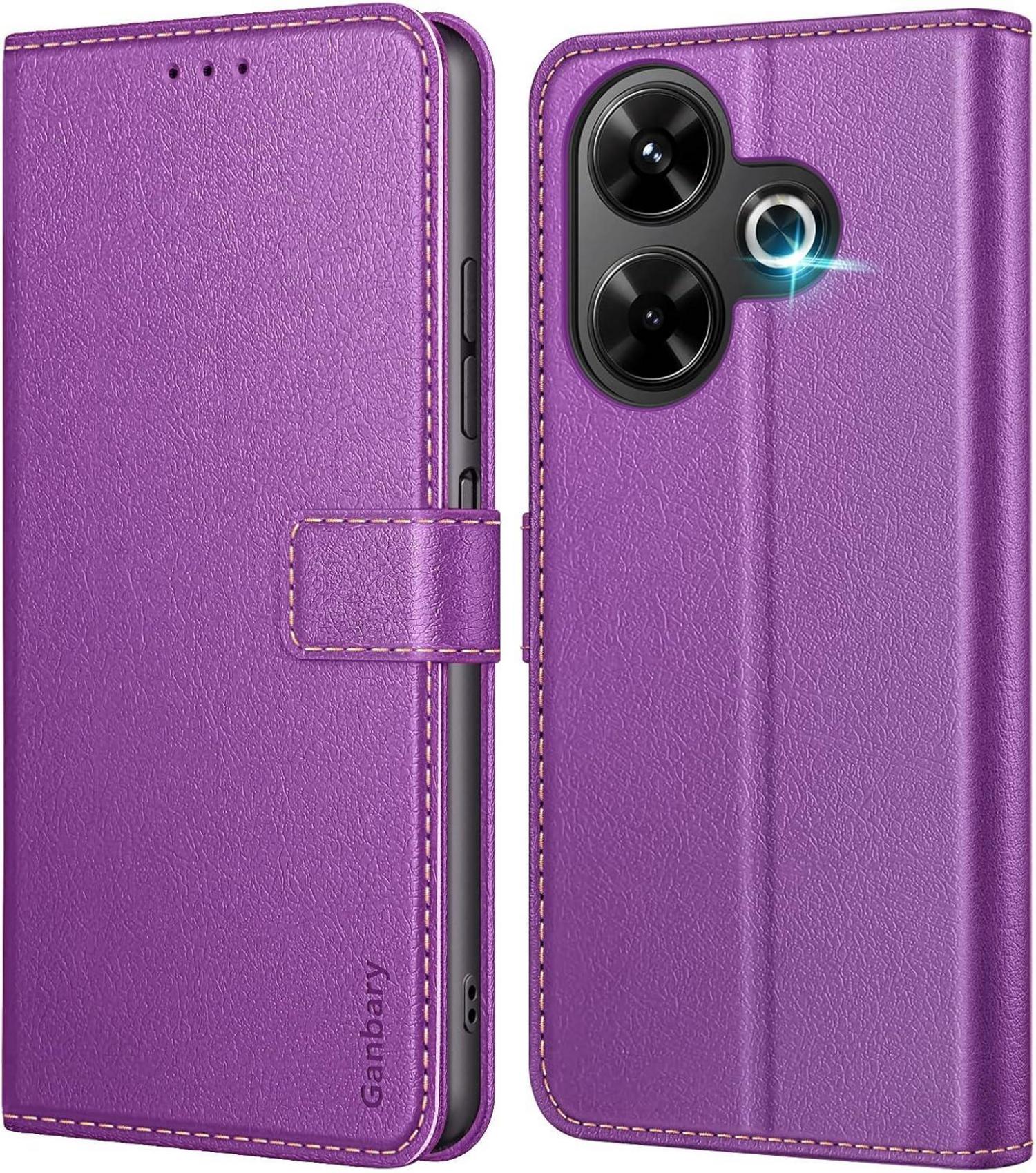 Premium Leder Handyhülle Xiaomi Redmi 13 4G Poco M6 4G Violett
