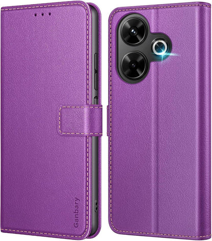 Premium Leder Handyhülle Xiaomi Redmi 13 4G Poco M6 4G Violett