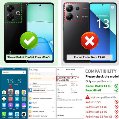 Xiaomi Redmi 13 4G Hülle: Premium Leder Klapphülle Violett
