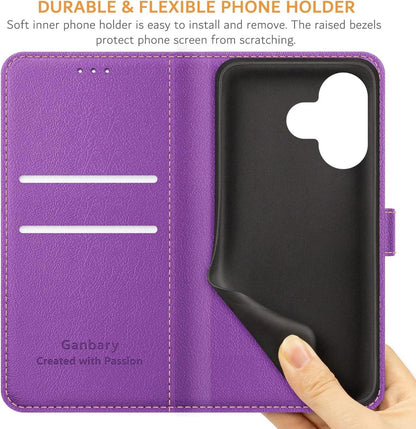 Leder Handyhülle für Xiaomi Redmi 13 4G /Poco M6 4G, Violett