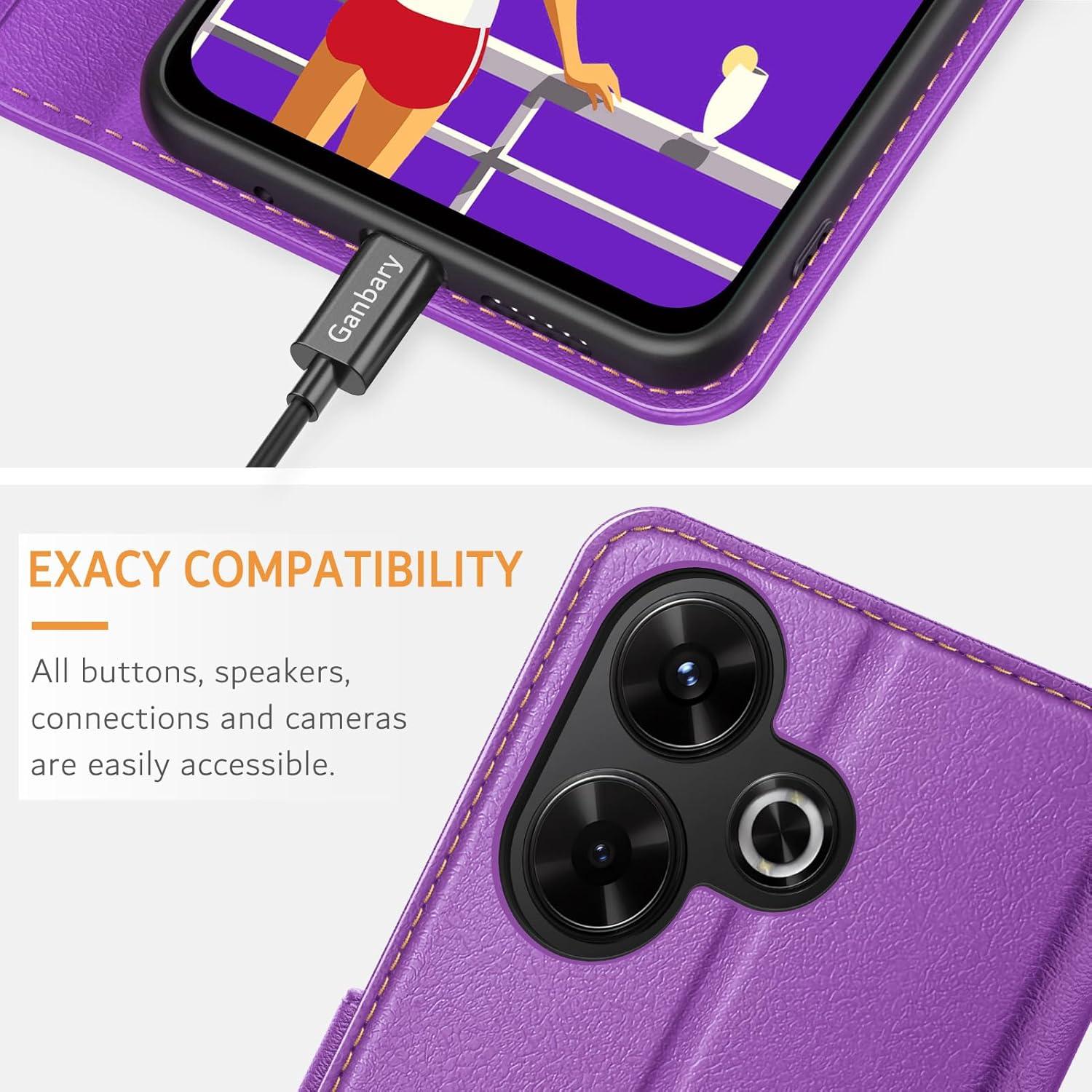 Handyhülle Xiaomi Redmi 13 4G/Leder Klapphülle Violett