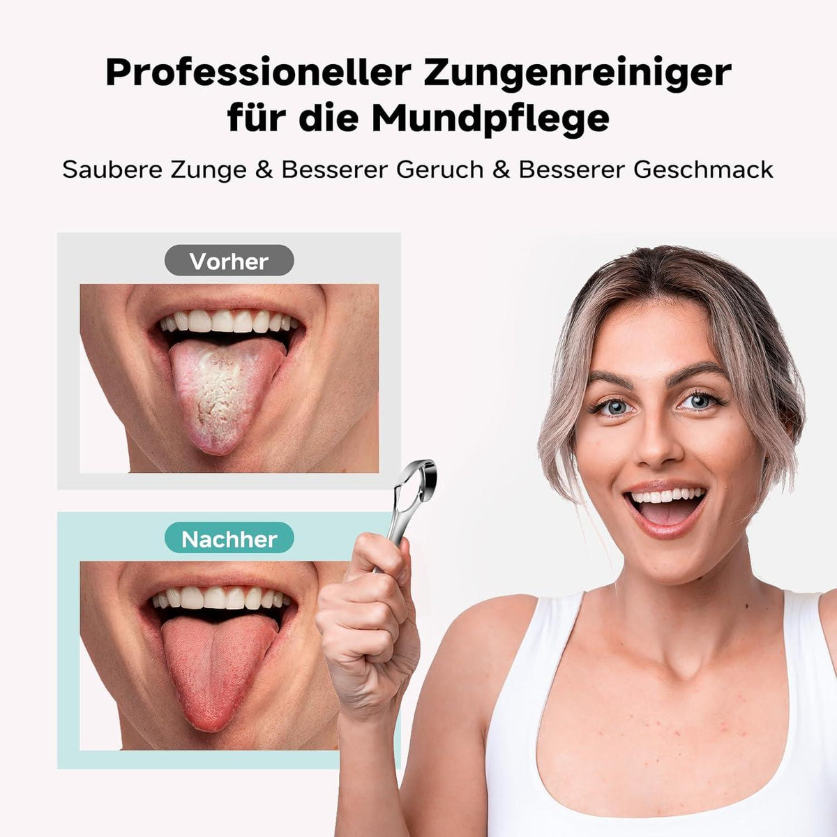 Zungenreiniger Edelstahl | Mundgeruch entfernen | Effiziente
