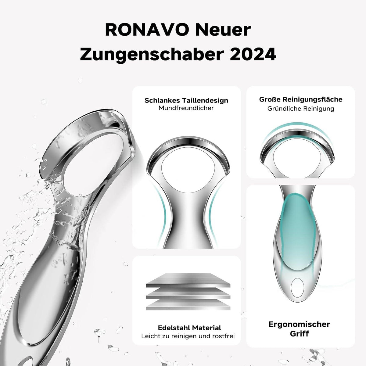 Zungenreiniger Edelstahl | Zungenschaber für frischen Atem & Mundpflege