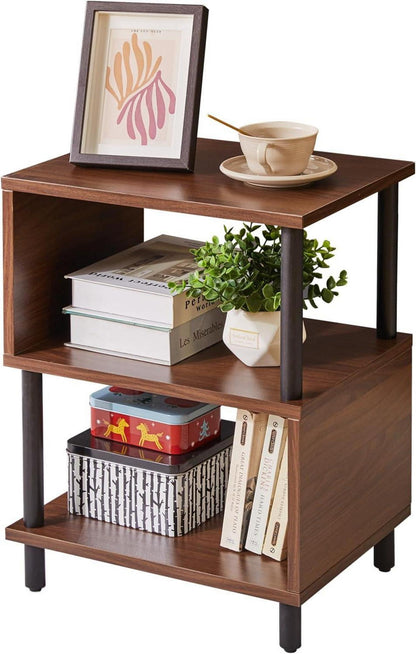 Beistelltisch mit 3 Ablagen und offenes Fach, Modernes Design