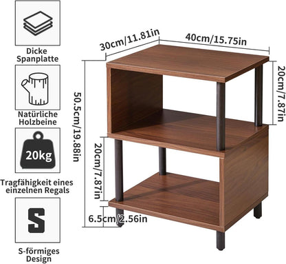 Beistelltisch mit 3 Ablagen und offenes Fach, Modernes Design