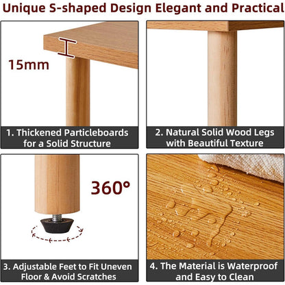 Holz Nachttisch mit 3 Etagen & offenem Regal