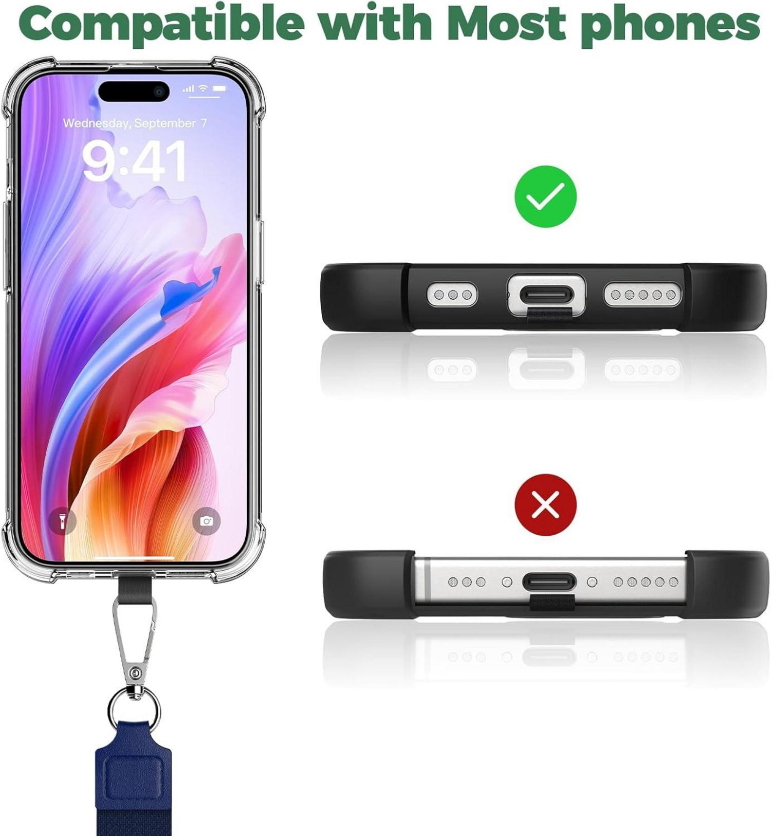 Caslord Handykette 2 Stück Universal Pad Halsband Schlüsselband - Schwarz+Blau