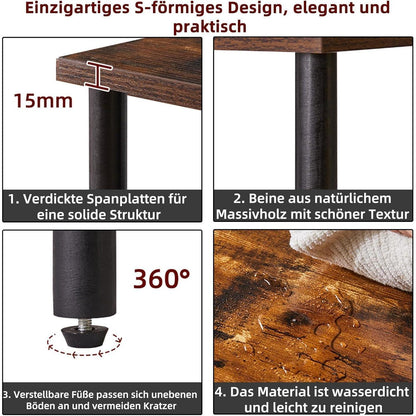 Aibiju Beistelltisch schmal mit 2 offenen Regalen