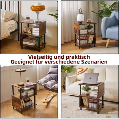 Aibiju Beistelltisch schmal mit 2 offenen Regalen