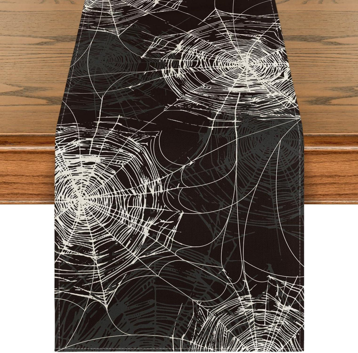 Halloween Spinnennetz Tischläufer Dekor 40x180 cm Schwarz