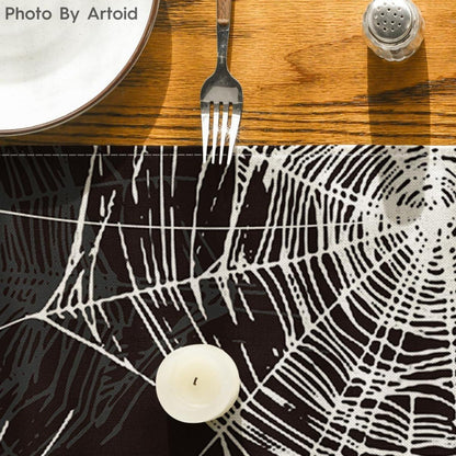 Schwarzer Spinnennetz Halloween Tischläufer 40x180 cm