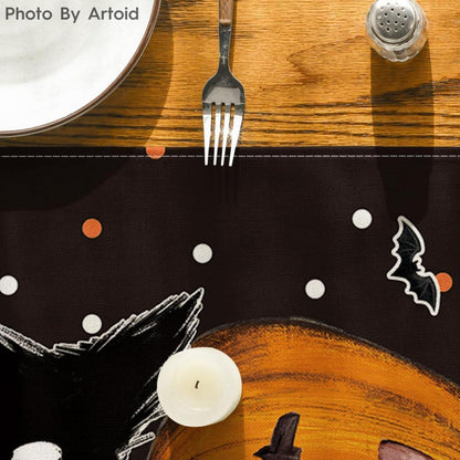 Halloween Tischläufer Polka Dot Kürbisse Katze 40x100 cm