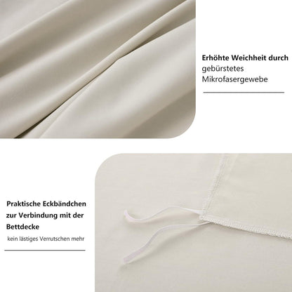 Bettwäsche-Set 200x220cm 3-teilig Beige Mikrofaser Oeko-Tex