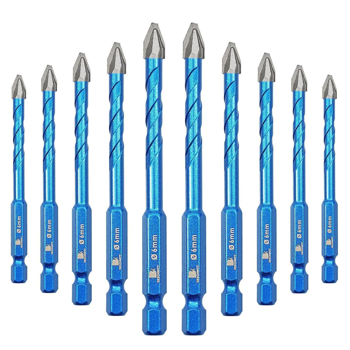 Exzenterbohrer 10tlg. 6mm schräg für Fliesen, Glas, Beton