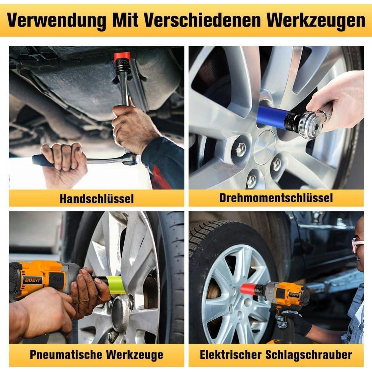 Schlagschrauber Nüsse 17-21mm Cr-Mo Felgenschutz 3tlg