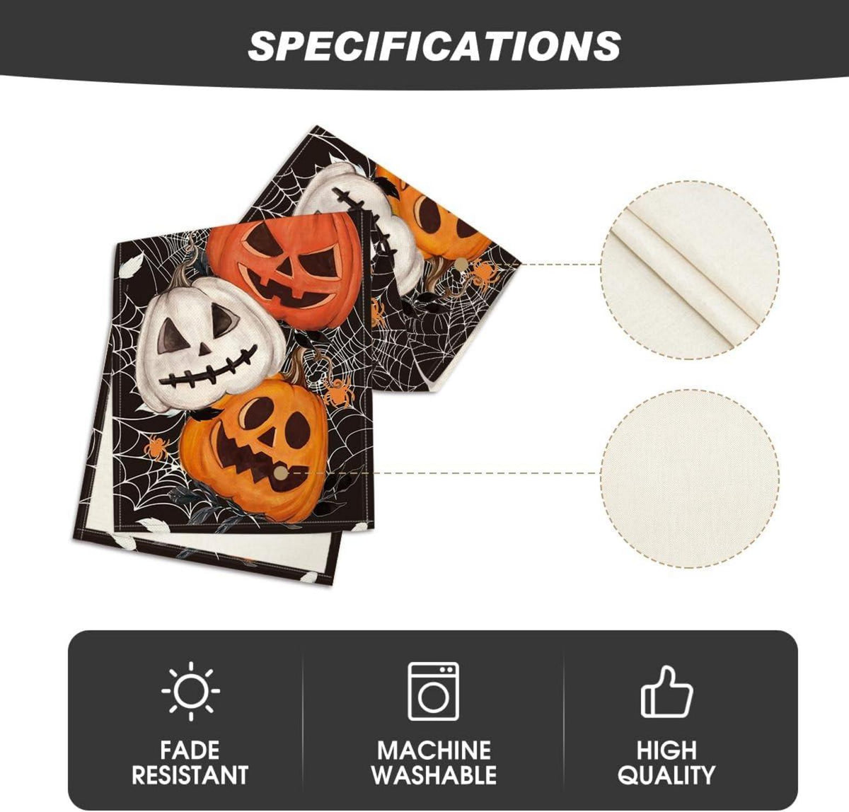 Schwarzer Halloween Tischläufer Spinnennetz Kürbisse 40x300 cm