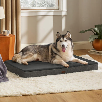 Orthopädisches Hundebett L 120x74cm Dunkelgrau mit Memory Schaum