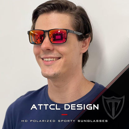 ATTCL Herren Sonnenbrille Polarisiert Metallrahmen Karbonfaser UV400 Schutz