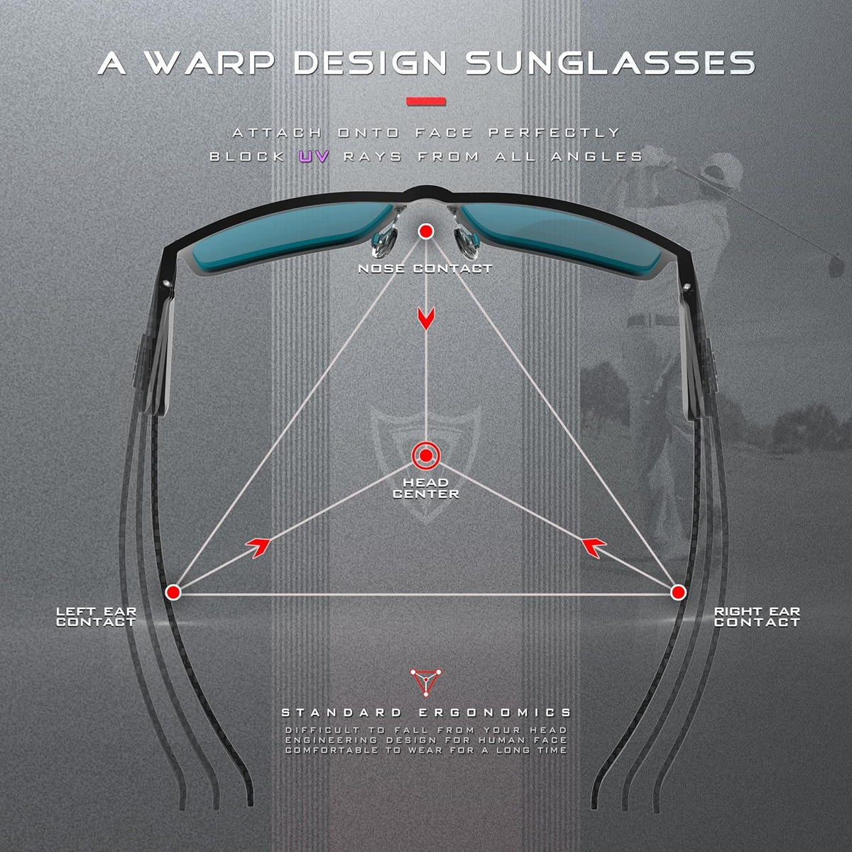 Herren Polarisierte Sonnenbrille Rechteckig Metallrahmen Karbonfaser