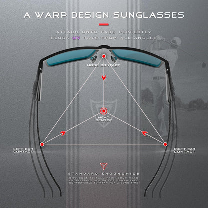 Herren Polarisierte Sonnenbrille Rechteckig Metallrahmen Karbonfaser