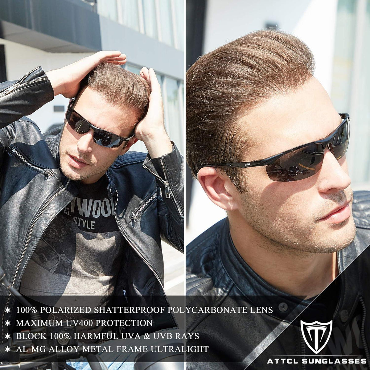 Herren Polarisierte Sportbrille UV-Schutz Metallrahmen