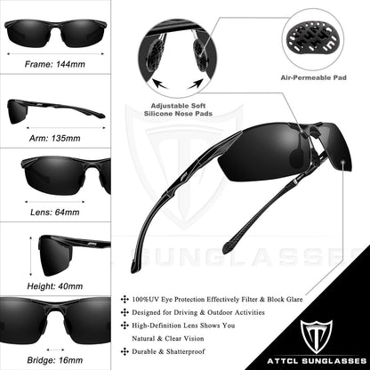 ATTCL Herren Sportbrille Polarisierte Sonnenbrille für Angeln und ReisenUV-Schutz Metal Rahmen