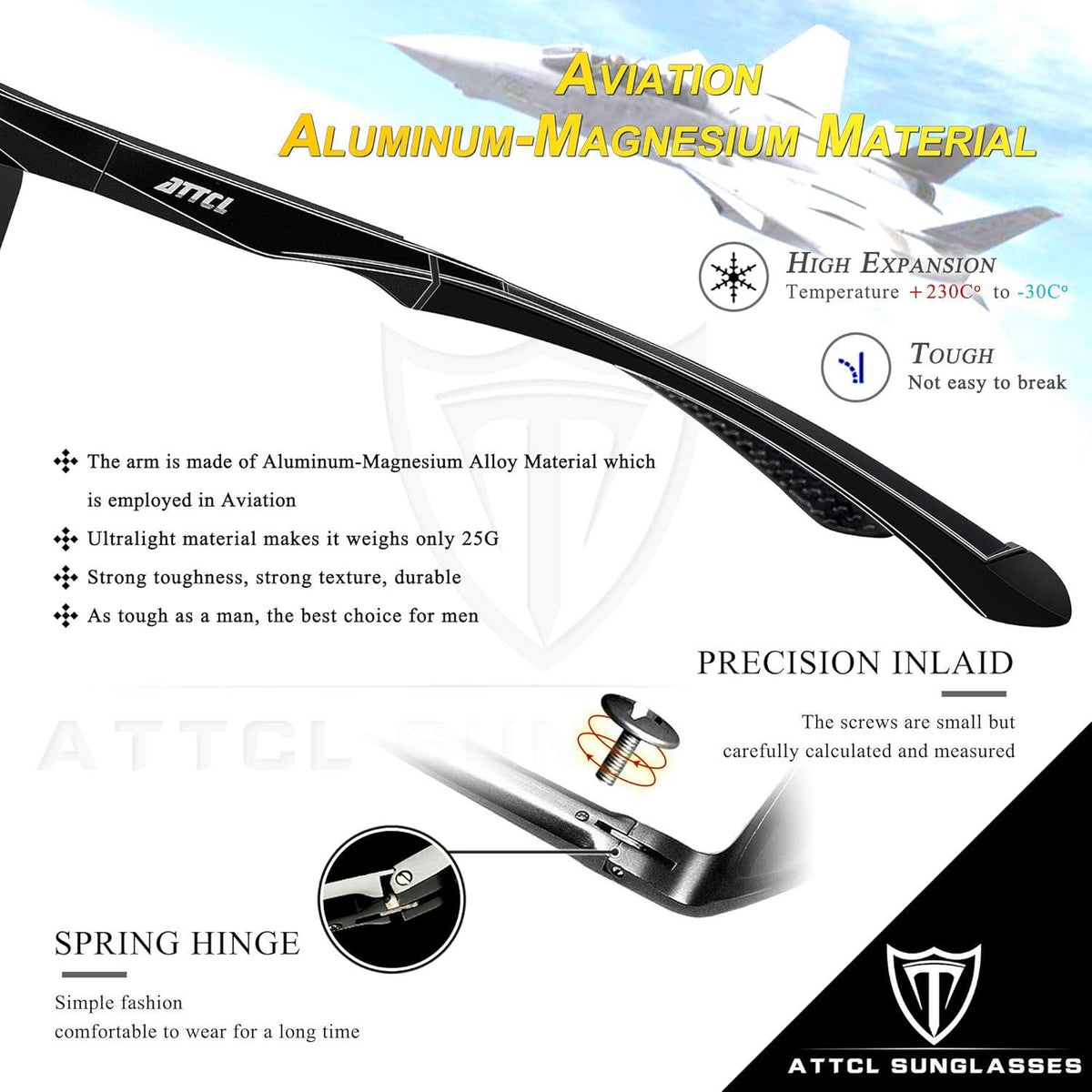 ATTCL Herren Polarisierte Sport Sonnenbrille UV-Schutz Metallrahmen