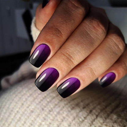 Lila Press On Nails - Kurze, Quadratische French Nägel