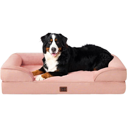 Orthopädisches Hundebett XXL Rosa mit Memory Foam und hohem Rand