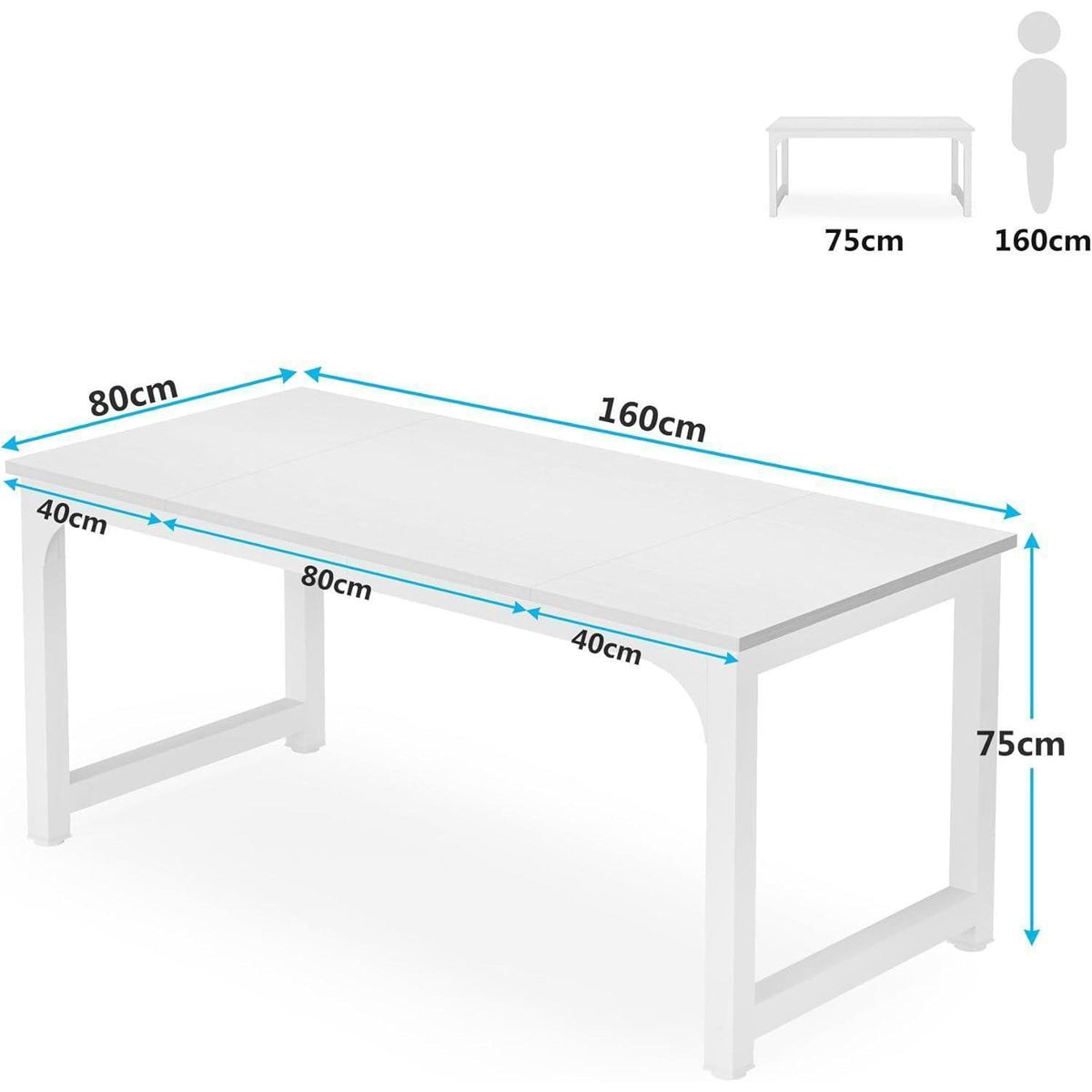Industrietisch 160x80 cm – Küchentisch für 4-6 Personen Weiß