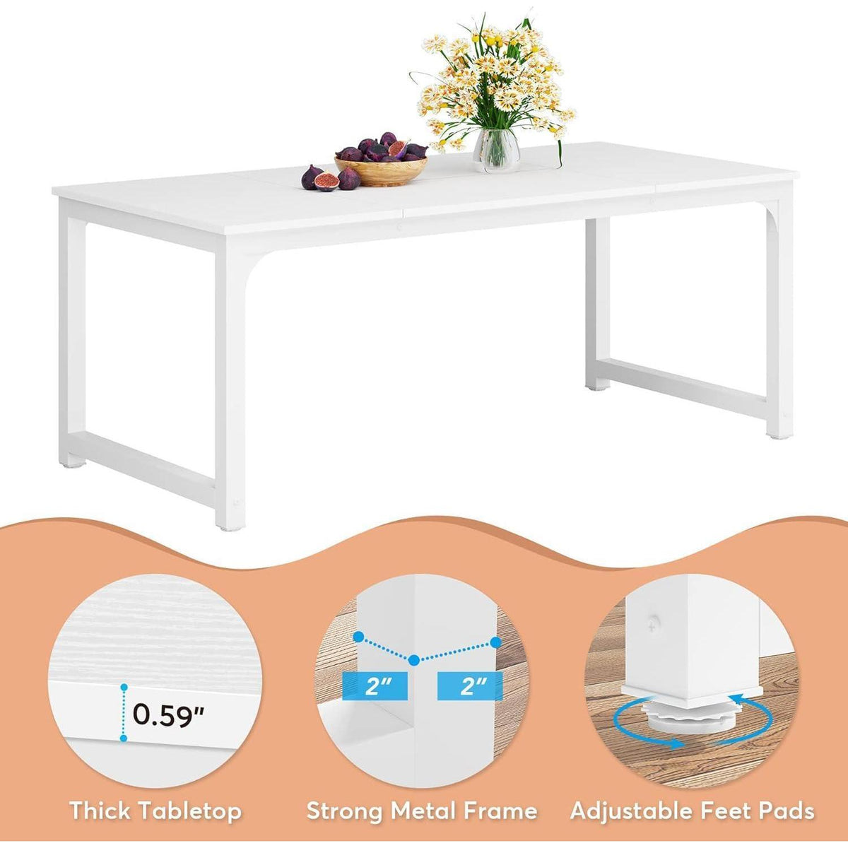 Industrietisch 160x80 cm – Küchentisch für 4-6 Personen Weiß